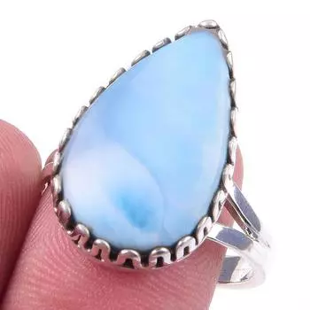 Natural Republic Larimar Gemstone 925 Solid Sterling Silver Gift Ring S.9 l8S12