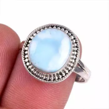 Natural Republic Larimar Gemstone 925 Solid Sterling Silver Gift Ring S.9 p0b16