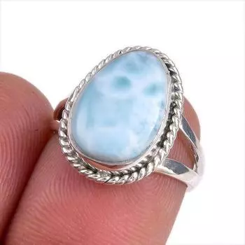 Natural Republic Larimar Gemstone 925 Solid Sterling Silver Gift Ring S.6 K4m23
