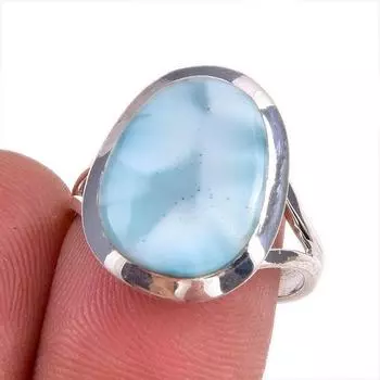 Natural Republic Larimar Gemstone 925 Solid Sterling Silver Gift Ring S.8 N1v79