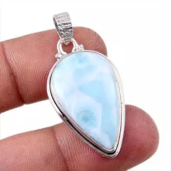 Natural Republic Larimar Gemstone 925 Solid Sterling Silver Pendant 1.5 q4p08