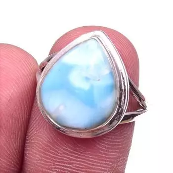 Natural Republic Larimar Gemstone 925 Solid Sterling Silver Gift Ring S.7 i7P16