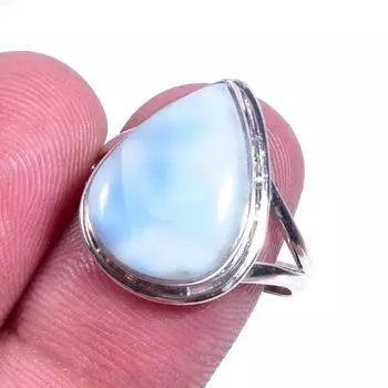Natural Republic Larimar Gemstone 925 Solid Sterling Silver Gift Ring S.8 o9a04