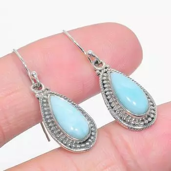 Natural Republic Larimar Gemstone 925 Solid Sterling Silver Earring 1.25 j0z16