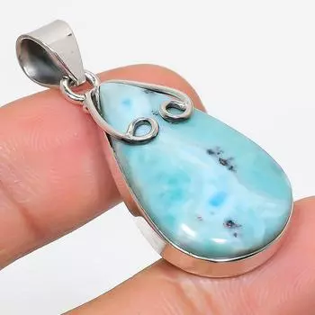 Natural Republic Larimar Gemstone 925 Solid Sterling Silver Pendant 1.75 E2D91
