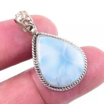 Natural Republic Larimar Gemstone 925 Solid Sterling Silver Pendant 1.25 y5U62