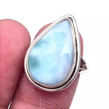 Natural Republic Larimar Gemstone 925 Solid Sterling Silver Gift Ring S.8 g6I33