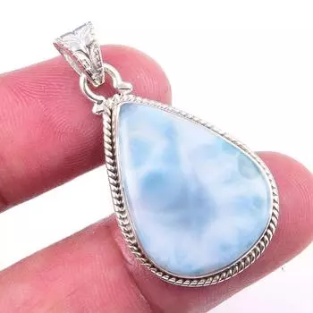 Natural Republic Larimar Gemstone 925 Solid Sterling Silver Pendant 1.25 s9C99