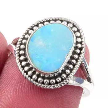 Natural Republic Larimar Gemstone 925 Solid Sterling Silver Gift Ring S.6 I0c15