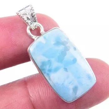Natural Republic Larimar Gemstone 925 Solid Sterling Silver Pendant 1.25 p7q85