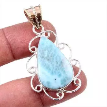 Natural Republic Larimar Gemstone 925 Solid Sterling Silver Gift Pendant 2 I2P22