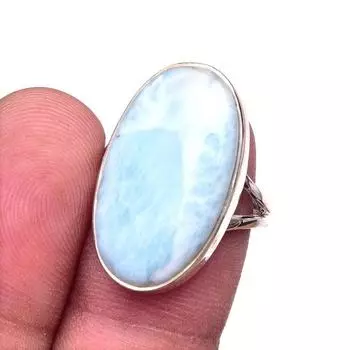 Natural Republic Larimar Gemstone 925 Solid Sterling Silver Gift Ring S.8 u8B52