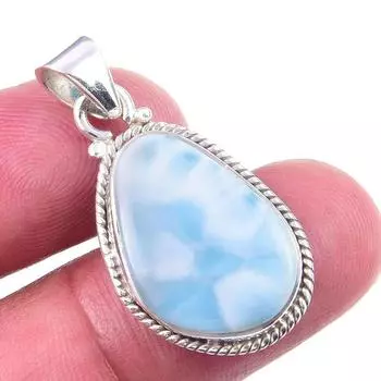 Natural Republic Larimar Gemstone 925 Solid Sterling Silver Pendant 1.25 c7w62
