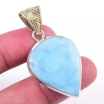 Natural Republic Larimar Gemstone 925 Solid Sterling Silver Pendant 1.75 R1I44
