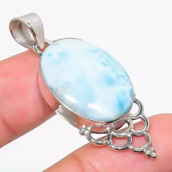Natural Republic Larimar Gemstone 925 Solid Sterling Silver Gift Pendant 2 B4z22