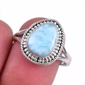 Natural Republic Larimar Gemstone 925 Sterling Silver Jewelry Ring Size 8.5 G0i16