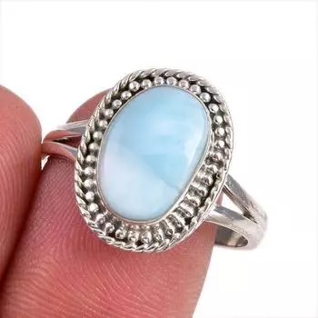Natural Republic Larimar Gemstone 925 Sterling Silver Jewelry Ring Size 9.5 S9C57