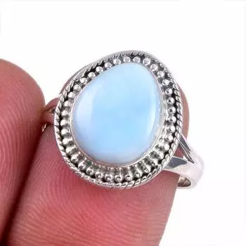 Natural Republic Larimar Gemstone 925 Sterling Silver Jewelry Ring Size 7.5 S5r46