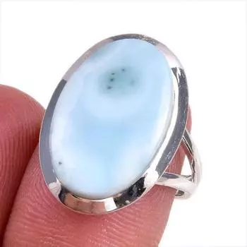 Natural Republic Larimar Gemstone 925 Sterling Silver Jewelry Ring Size 6.5 C8k29