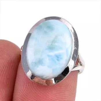 Natural Republic Larimar Gemstone 925 Sterling Silver Jewelry Ring Size 5.5 G4V19
