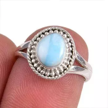 Natural Republic Larimar Gemstone 925 Sterling Silver Jewelry Ring Size 5.5 M5j99