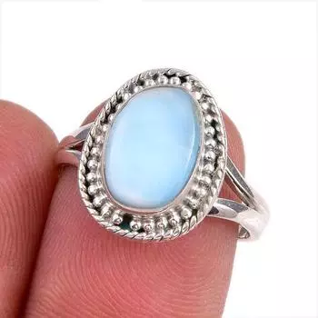 Natural Republic Larimar Gemstone 925 Sterling Silver Jewelry Ring Size 6.5 H7s22