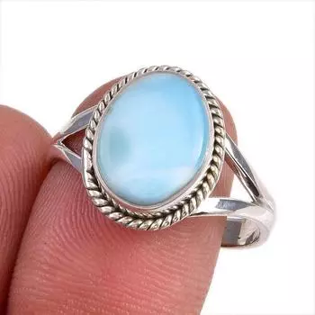 Natural Republic Larimar Gemstone 925 Sterling Silver Jewelry Ring Size 9.5 E3g62
