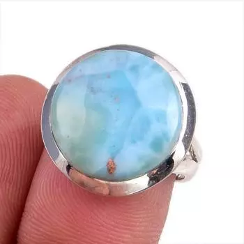 Natural Republic Larimar Gemstone 925 Sterling Silver Jewelry Ring Size 6.5 e1D84