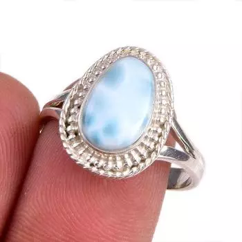 Natural Republic Larimar Gemstone 925 Sterling Silver Jewelry Ring Size 8.5 C5W62