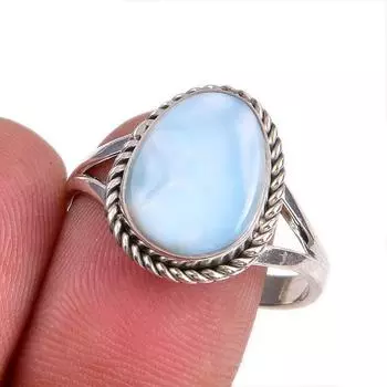 Natural Republic Larimar Gemstone 925 Sterling Silver Jewelry Ring Size 9.5 w2d87