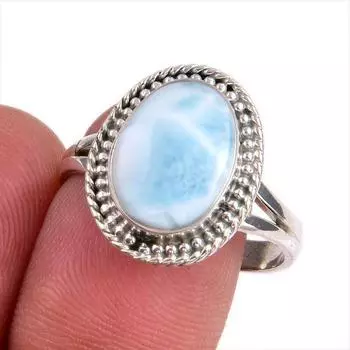 Natural Republic Larimar Gemstone 925 Sterling Silver Jewelry Ring Size 9.5 w1d51