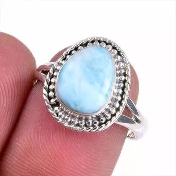 Natural Republic Larimar Gemstone 925 Sterling Silver Jewelry Ring Size 7.5 t9c26
