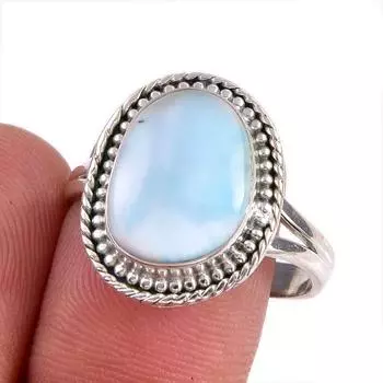 Natural Republic Larimar Gemstone 925 Sterling Silver Jewelry Ring Size 9.9 A9u10