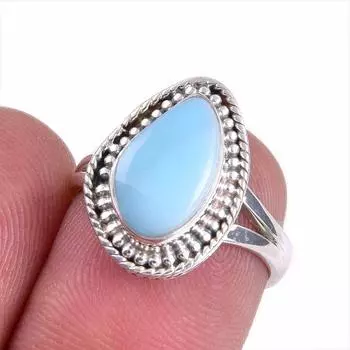 Natural Republic Larimar Gemstone 925 Sterling Silver Jewelry Ring Size 5.5 r1O73