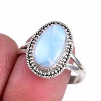 Natural Republic Larimar Gemstone 925 Sterling Silver Jewelry Ring Size 9.5 q4f74
