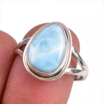 Natural Republic Larimar Gemstone 925 Sterling Silver Jewelry Ring Size 7.5 N8h25