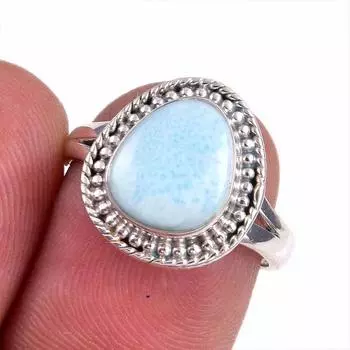 Natural Republic Larimar Gemstone 925 Sterling Silver Jewelry Ring Size 6.5 B4m29