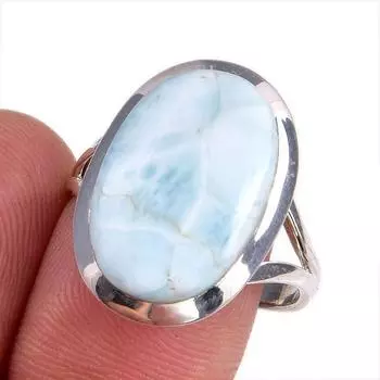 Natural Republic Larimar Gemstone 925 Sterling Silver Jewelry Ring Size 8.5 n0C15