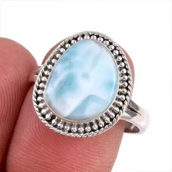Natural Republic Larimar Gemstone 925 Sterling Silver Jewelry Ring Size 8.5 p0t99