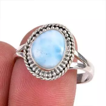 Natural Republic Larimar Gemstone 925 Sterling Silver Jewelry Ring Size 9.5 p1E65