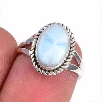 Natural Republic Larimar Gemstone 925 Sterling Silver Jewelry Ring Size 5.5 Y0I69