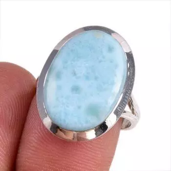Natural Republic Larimar Gemstone 925 Sterling Silver Jewelry Ring Size 7.5 v5Q84
