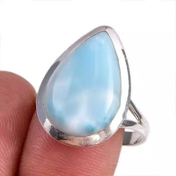 Natural Republic Larimar Gemstone 925 Sterling Silver Jewelry Ring Size 9.5 d1w05