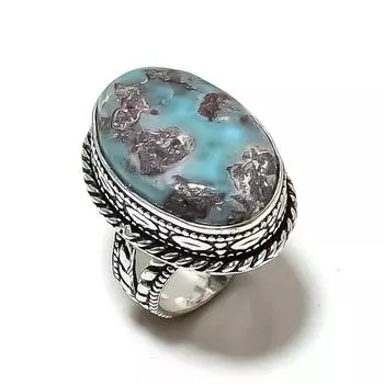 Natural Republic Larimar Gemstone 925 Sterling Silver Gift Ring Size 8 J5n29