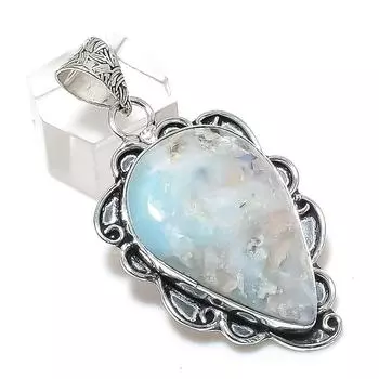 Подвеска из стерлингового серебра 925 пробы с драгоценным камнем ларимар Natural Republic 2,21 дюйма i5a00