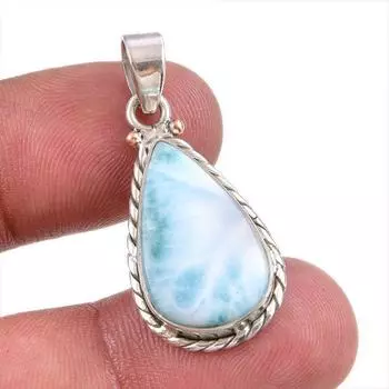 Natural Republic Larimar Gemstone Handmade 925 Solid Silver Pendant 1.50 U9W36
