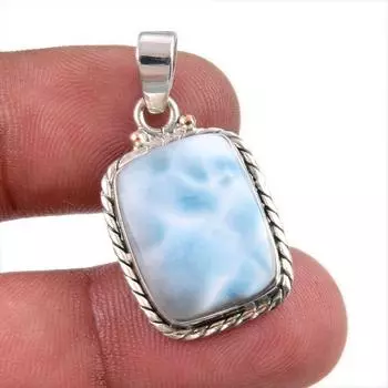 Natural Republic Larimar Gemstone Handmade 925 Solid Silver Pendant 1.50 a9a94