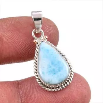 Natural Republic Larimar Gemstone Handmade 925 Solid Silver Pendant 1.50 e8w17