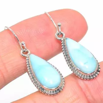 Natural Republic Larimar Gemstone Handmade 925 Solid Silver Earring 1.50 w9D39