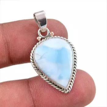 Natural Republic Larimar Gemstone Handmade 925 Solid Silver Pendant 1.50 e8B10